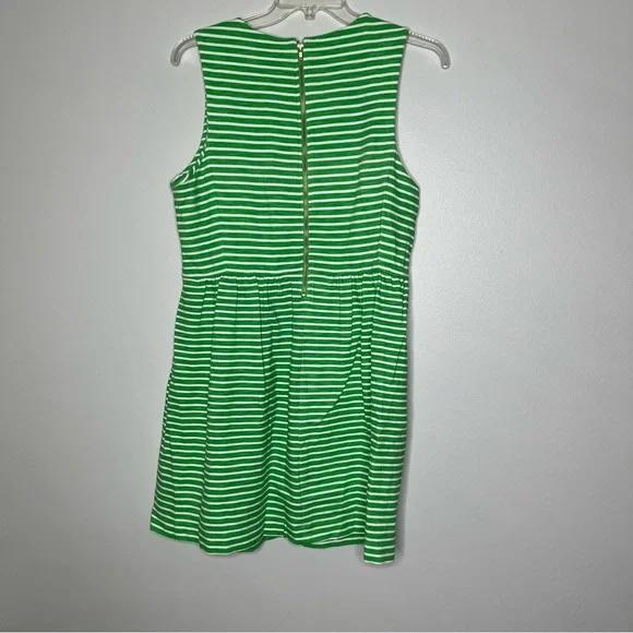 J. Crew Factory Green and White Stripe Sleeveless Exposed Zipper Dress Size XL - Picture 8 of 9